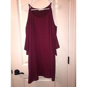 Maroon cold shoulder dress
